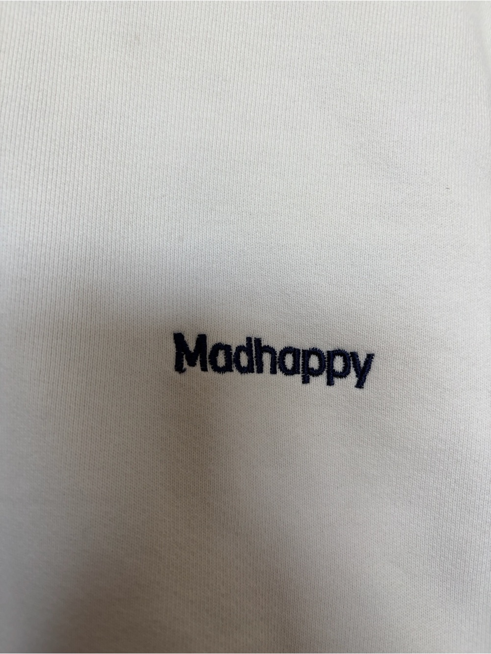 MADHAPPY CLASSIC FLEECE HOODIE WHITE NAVY WOMEN’S SMALL - Picture 5 of 14